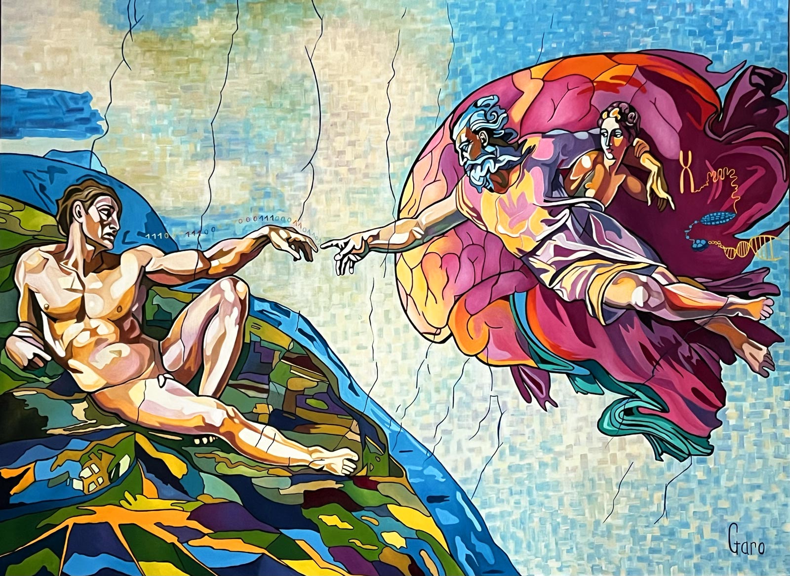 Création d'Adam revisitée, œuvre de Garo