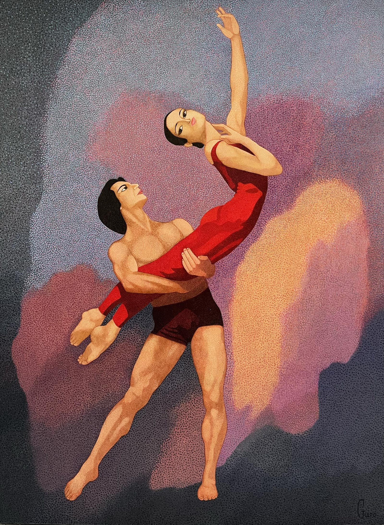 Portée de danse classique, costume rouge