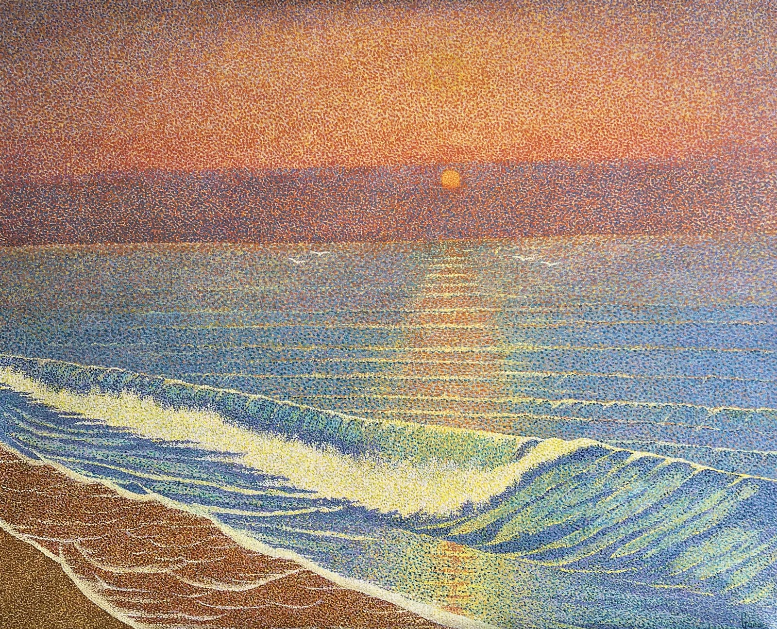 Coucher de soleil orange sur l'océan