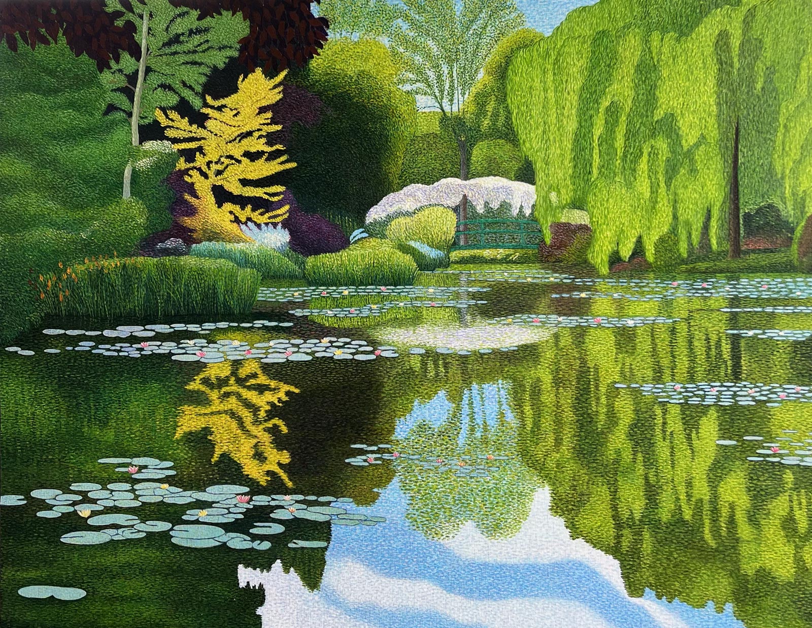 Étang de nymphéas, saule pleureur